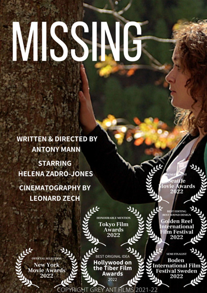 Poster for Missing - a short film by Antony Mann